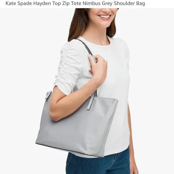 Kate Spade Hayden Top Zip Tote Nimbus Grey Shoulder Bag - Picture 13 of 13